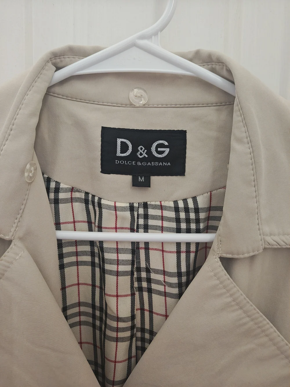 Dolce & Gabbana Beige Double-Breasted Trench Coat with Black Buttons